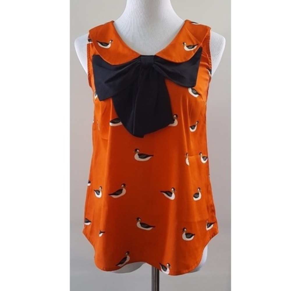 Modcloth Sleeveless Duck Print Blouse